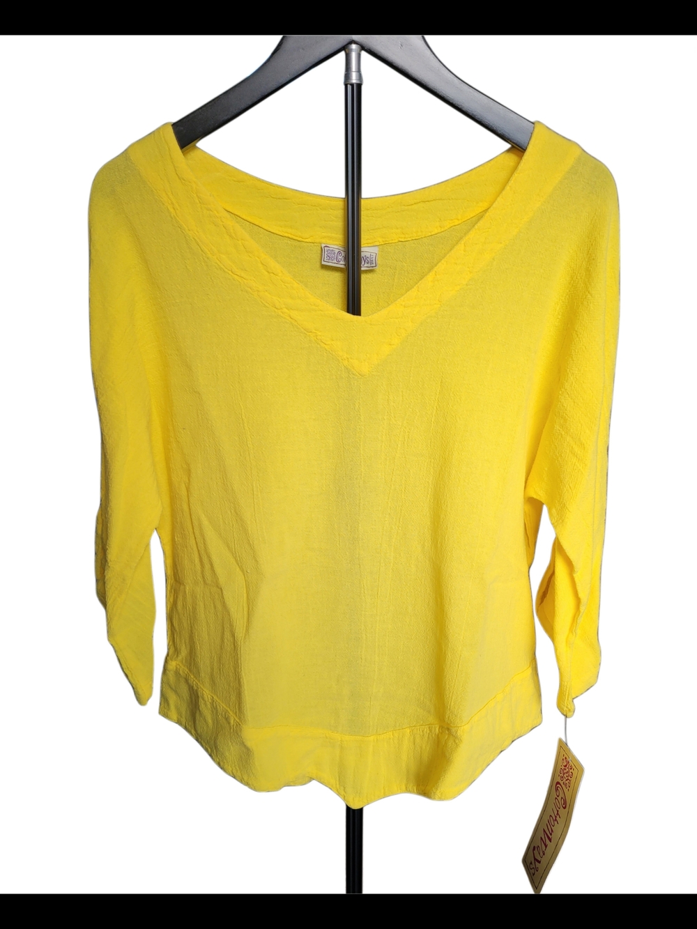 Women’s Bright Yellow V-Neck Lightweight 100% Cotton Top